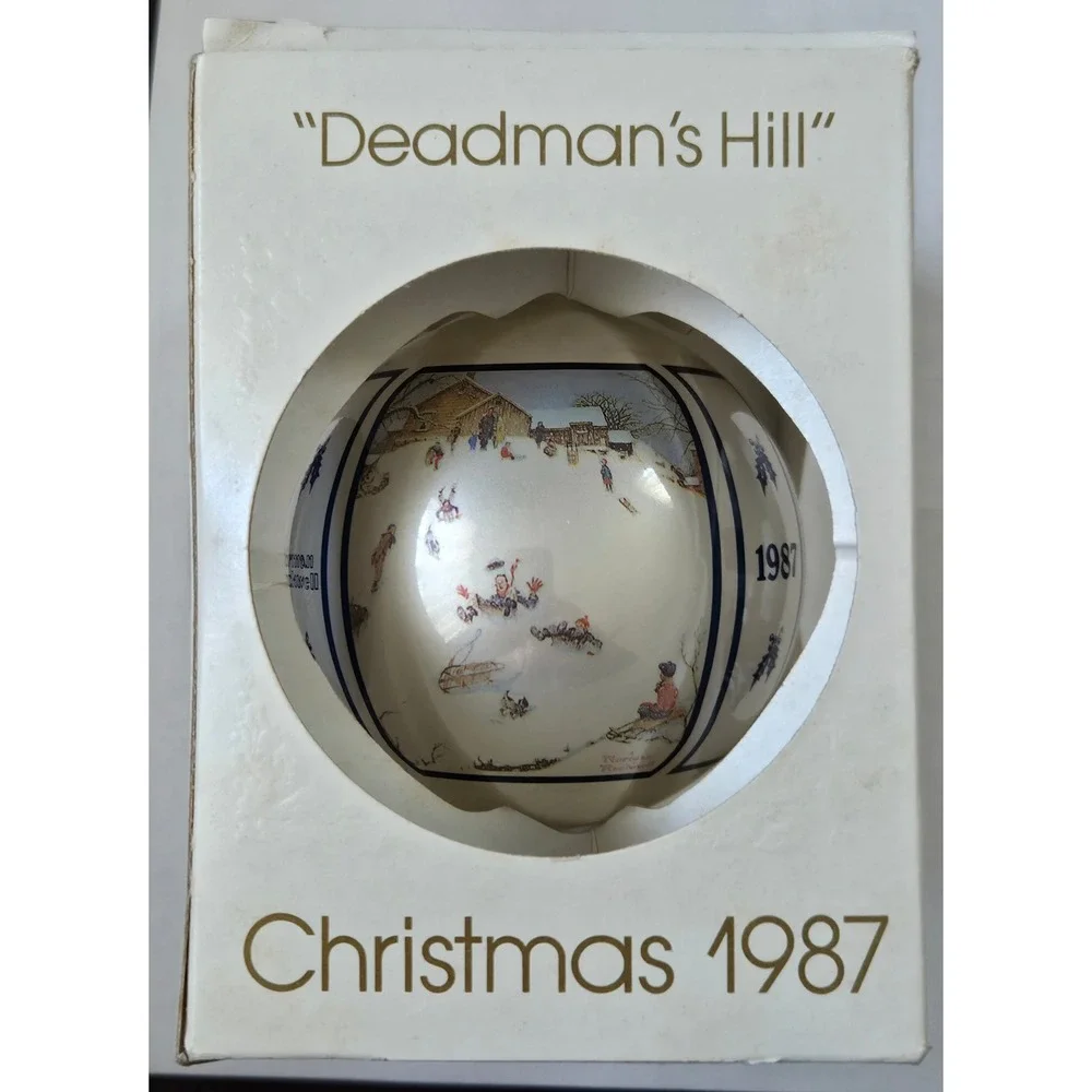 Norman Rockwell 1987 Christmas Ornament Deadmans Hill Schmid Limited Edition Box